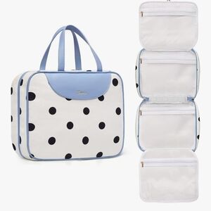 Elegant Blue and White Polka Dot Cosmetic Bag